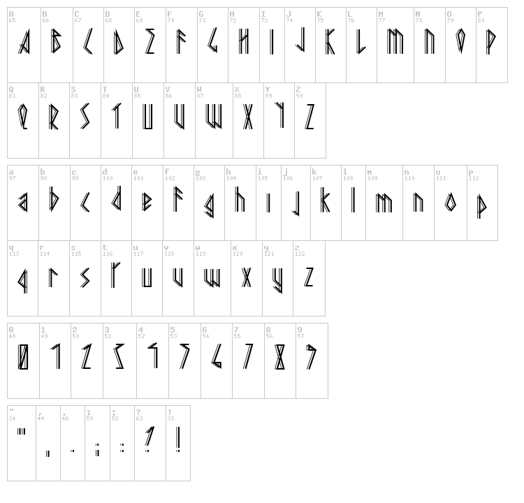 Pagan Winter font map